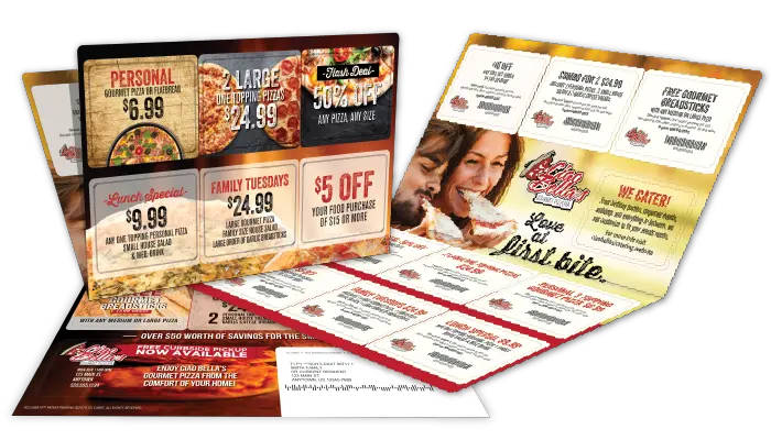 Acclaim10™ Ten Offer self mailer for pizza restaurants