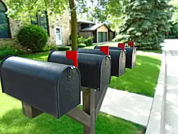 Row of closed mailboxes