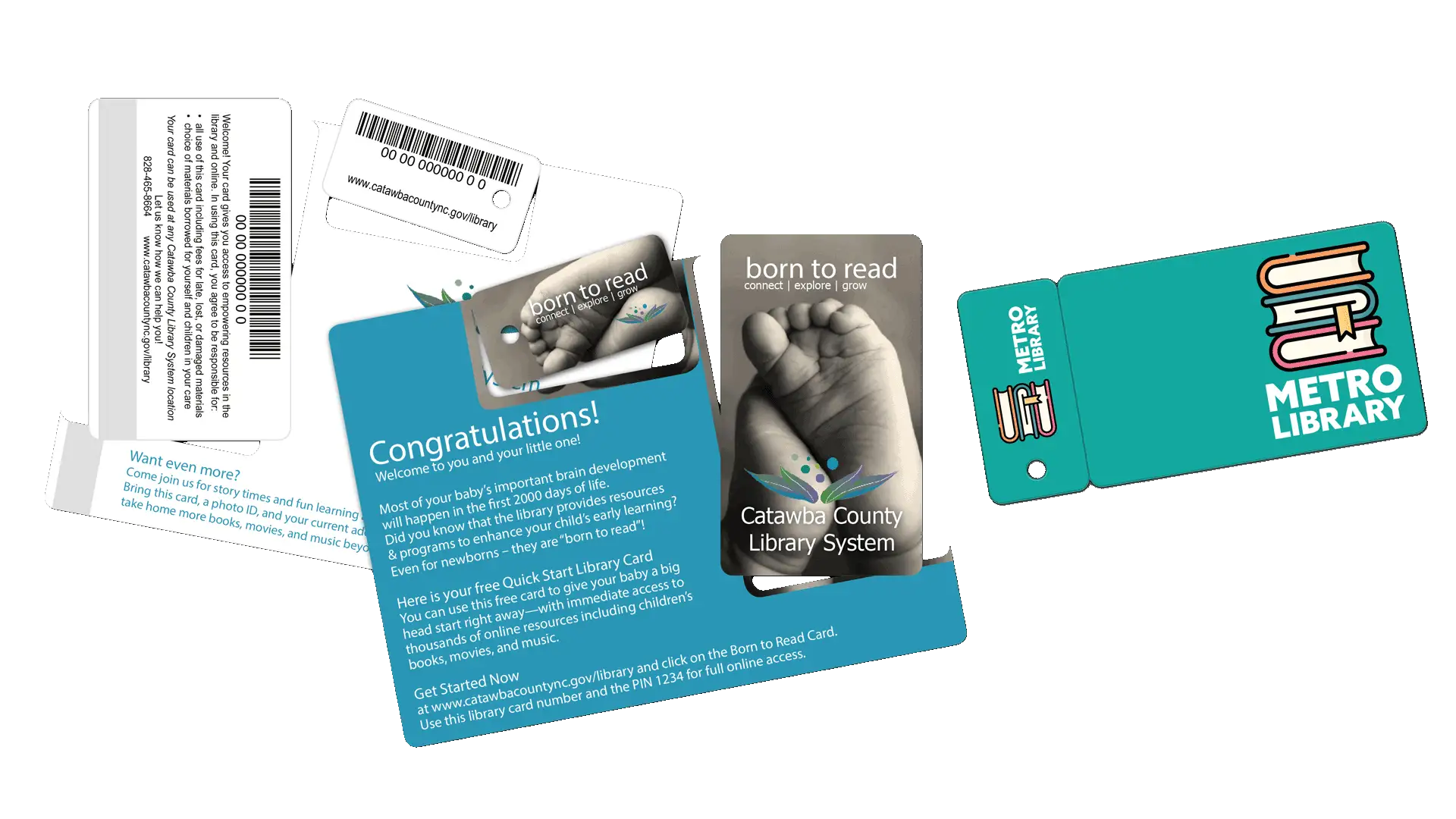 Catawba County Library Born To Read Acclaim and Side by Side Single Key Tag-Member Card Combo