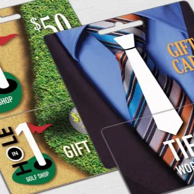 Golf Shop and Men's Retail Store point of purchase mid-size hanging display gift cards