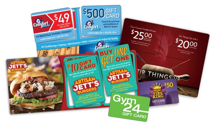 Boost revenue with acclaim direct mail postcards, gift cards, loyalty cards and biodegradable cards