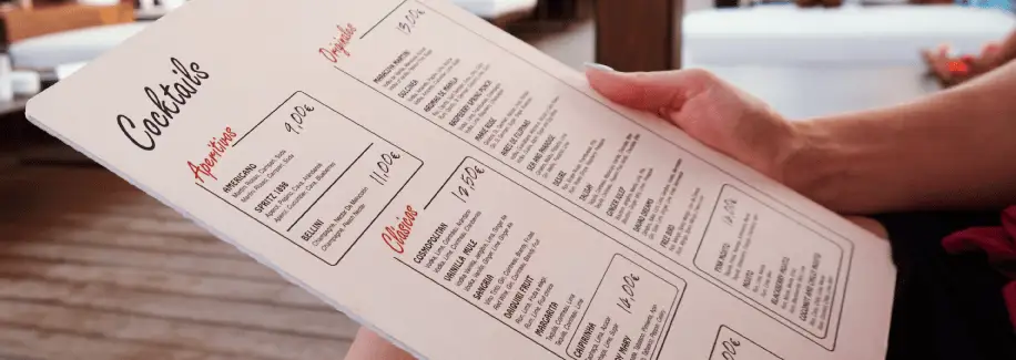 Reading a menu