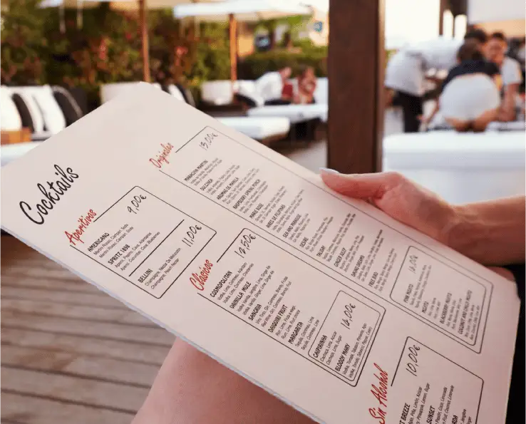 Reading a menu