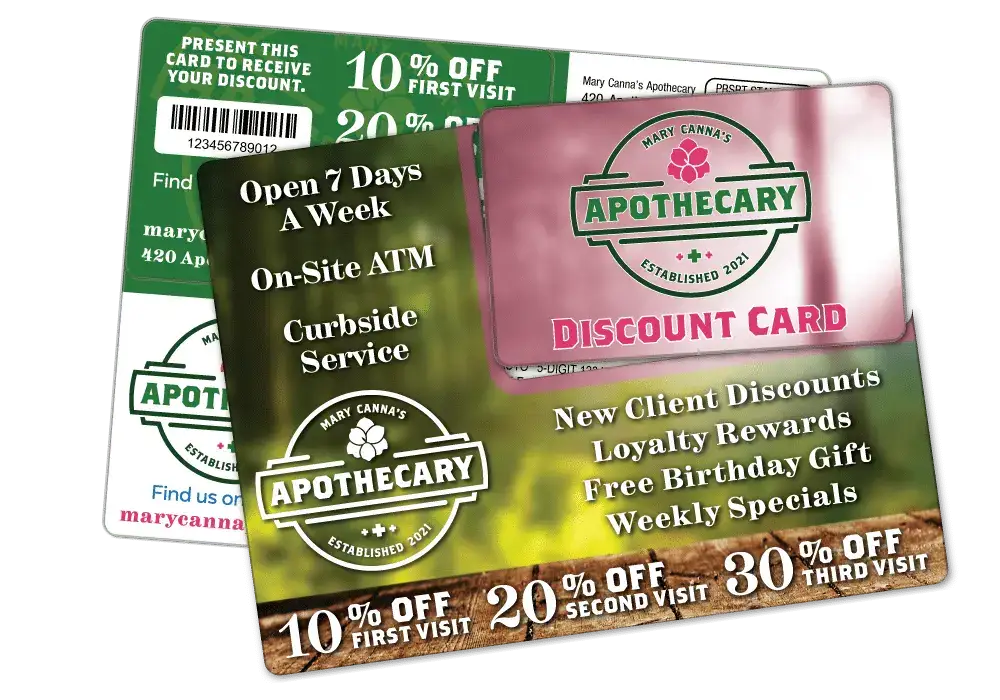 Dispensary Acclaim plastic postcard