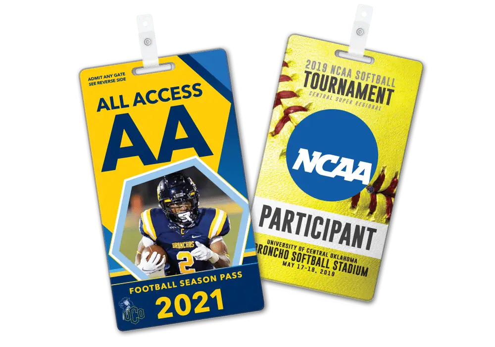 University sporting event game passes with lanyard