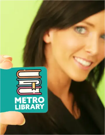 Woman holding library card