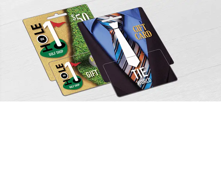 Golf Shop and Men's Retail Store point of purchase mid-size hanging display gift cards