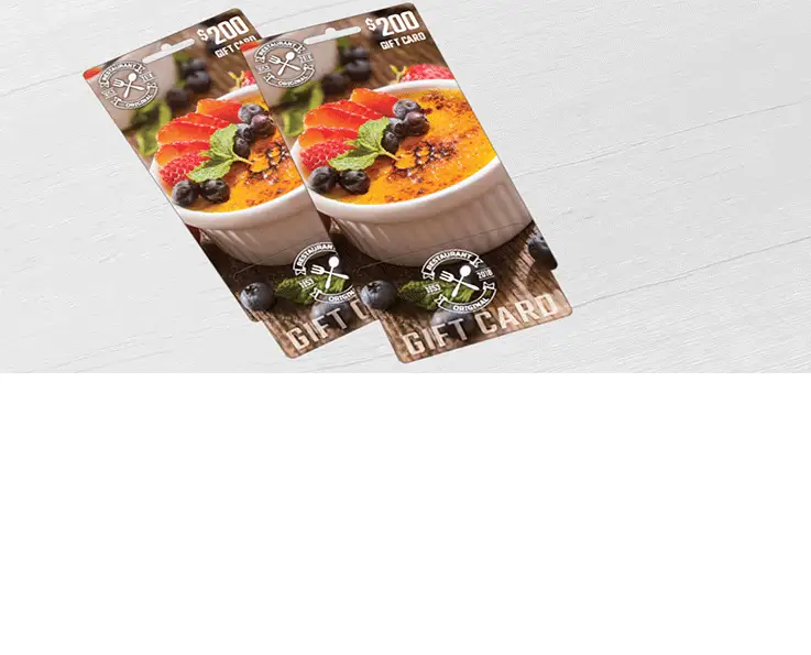 Restaurant point of purchase large hanging display gift cards