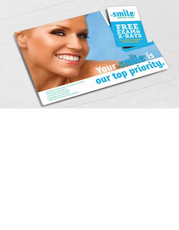 Dental jumbo direct mail plastic postcard with one break-off discount card