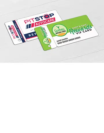 Loyalty card for an automotive service and grocery store, featuring a detachable key tag.